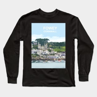 Fowey Cornwall. Cornish gift Kernow Travel location poster, St Austell Long Sleeve T-Shirt